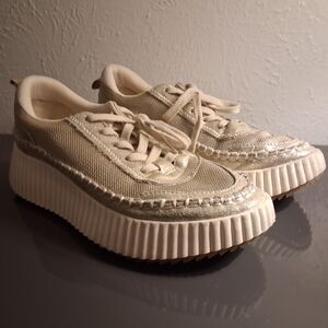 Dolce Vita Cream and Gold Sneakers